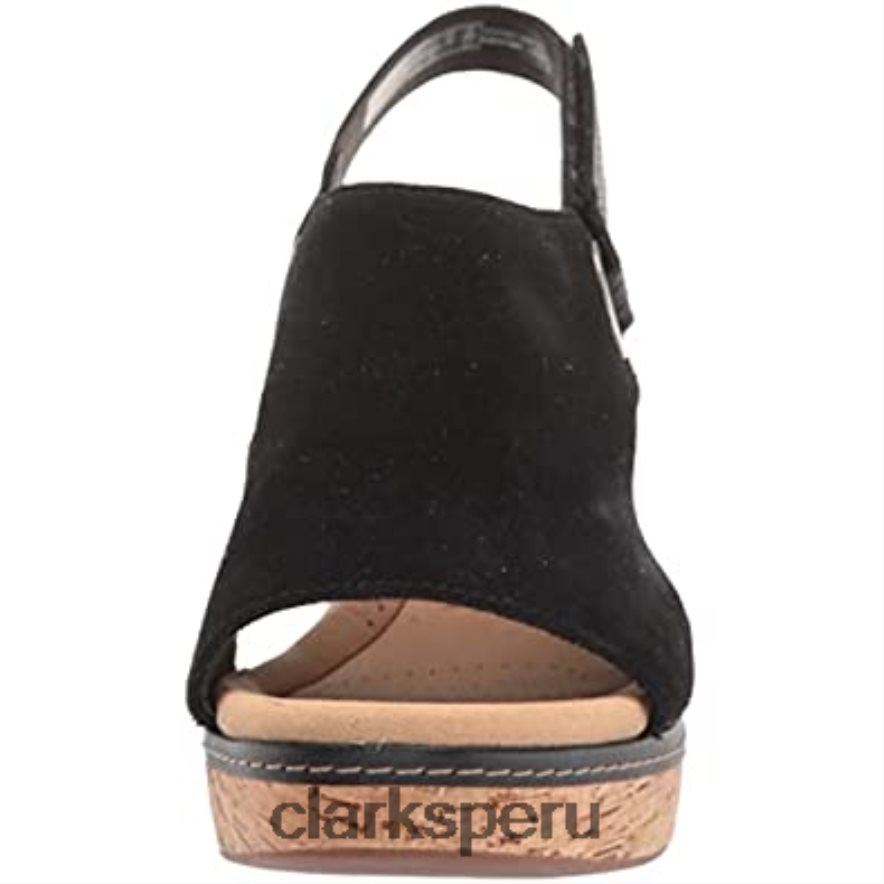 Sandalia de cuña clarks giselle sea de ante negro para mujer mujer Clarks 40N4LX2856 ante negro