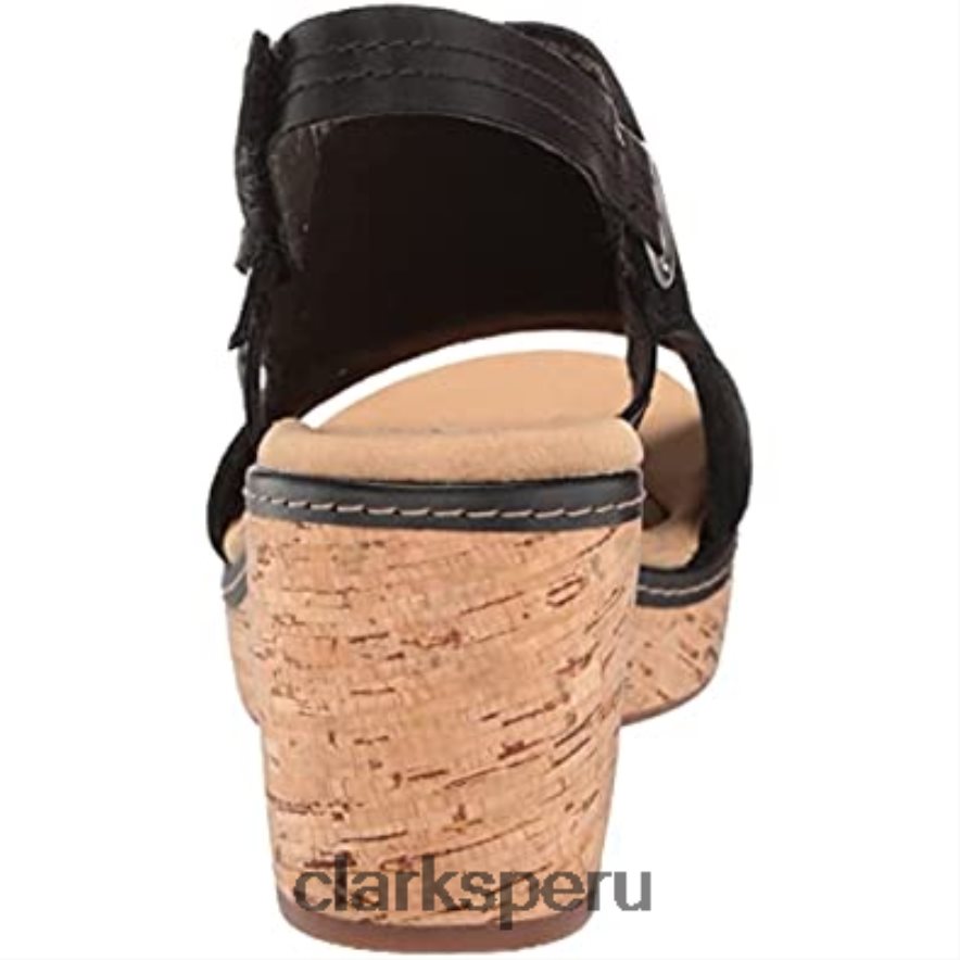 Sandalia de cuña clarks giselle sea de ante negro para mujer mujer Clarks 40N4LX2856 ante negro