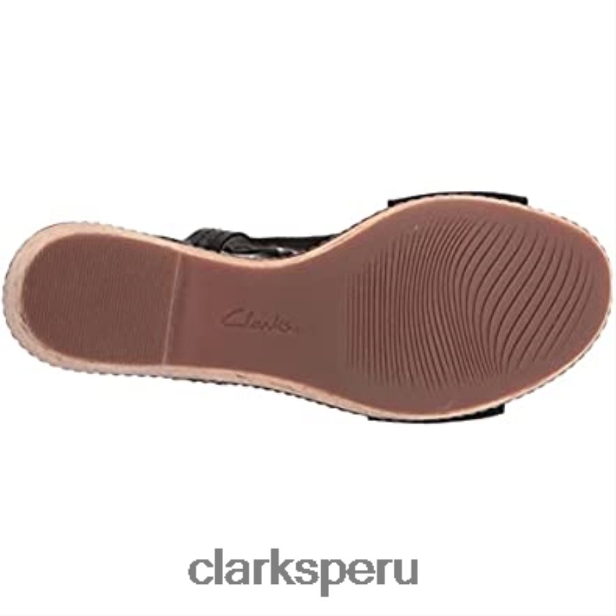 Sandalia de cuña clarks giselle sea de ante negro para mujer mujer Clarks 40N4LX2856 ante negro