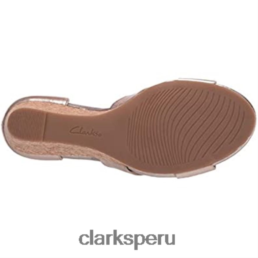 Sandalia de cuña clarks margee gracie de cuero metalizado para mujer mujer Clarks 40N4LX2131 cuero metalizado
