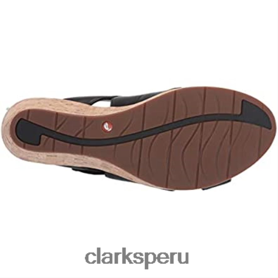Sandalia de cuña deslizante un plaza de cuero negro para mujer clarks mujer Clarks 40N4LX92 cuero negro