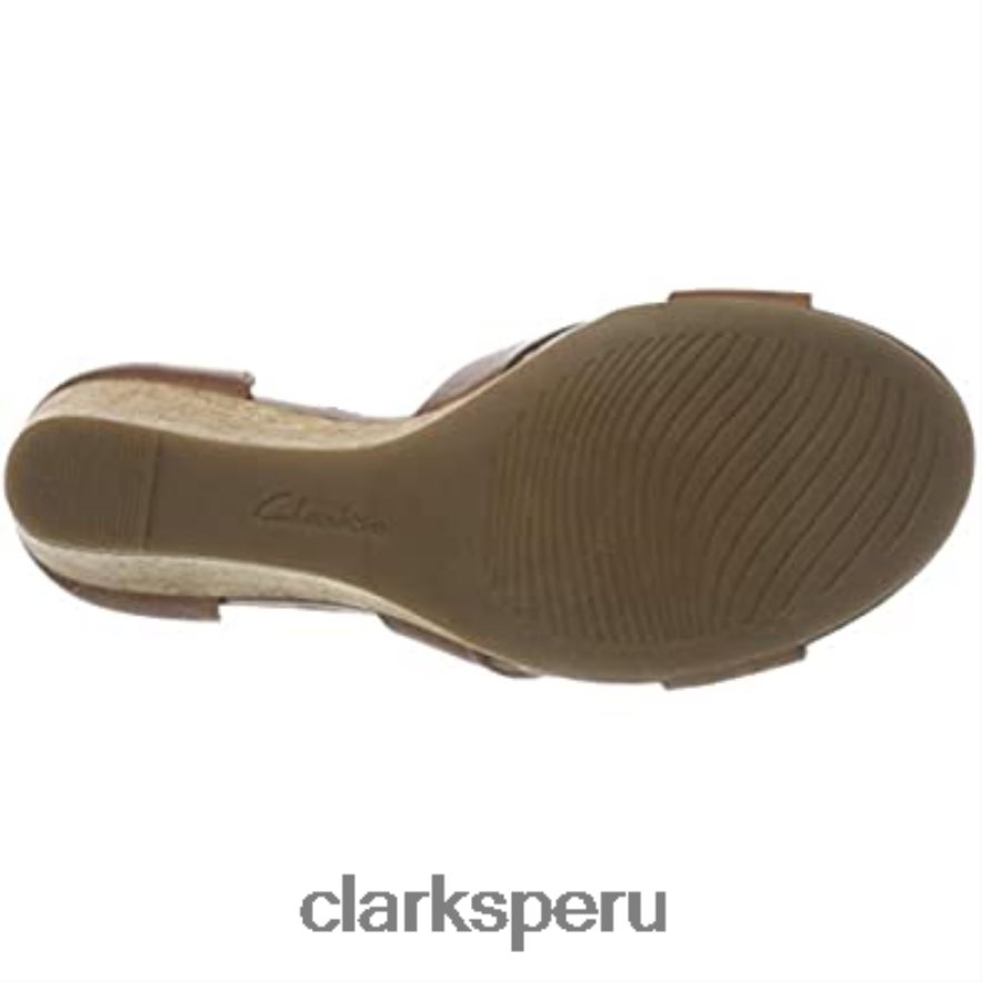 Sandalia de tacón Clarks Margee Gracie de piel color canela para mujer mujer Clarks 40N4LX2888 cuero marrón