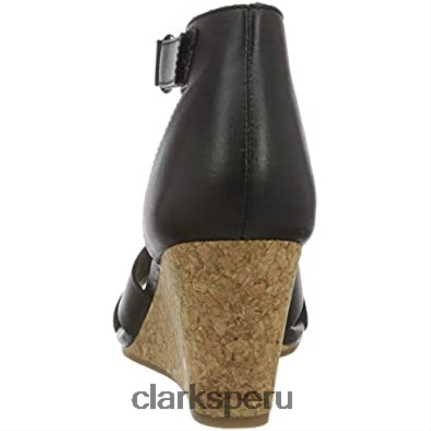 Sandalia de tacón Clarks Margee Gracie de piel negra para mujer mujer Clarks 40N4LX1067 cuero negro