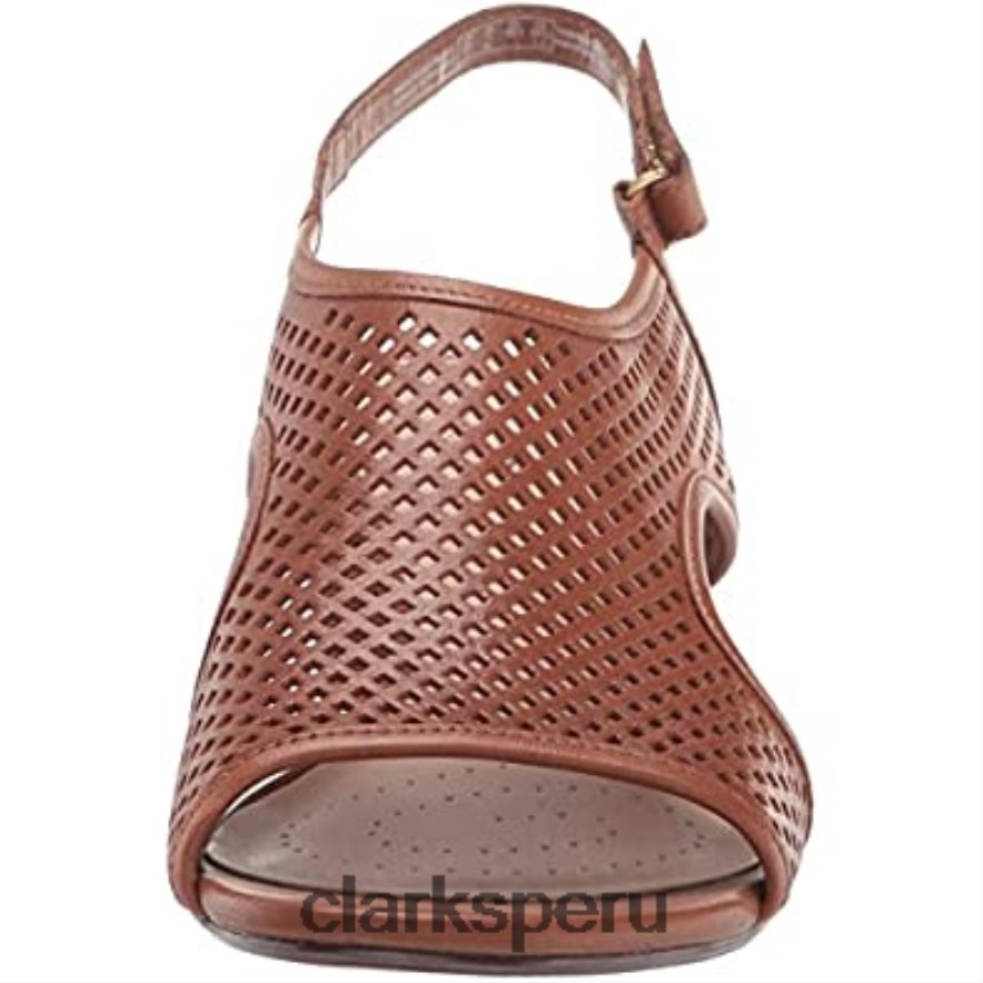 Sandalia de tacón caroleigh star para mujer de piel color canela clarks mujer Clarks 40N4LX2254 cuero marrón