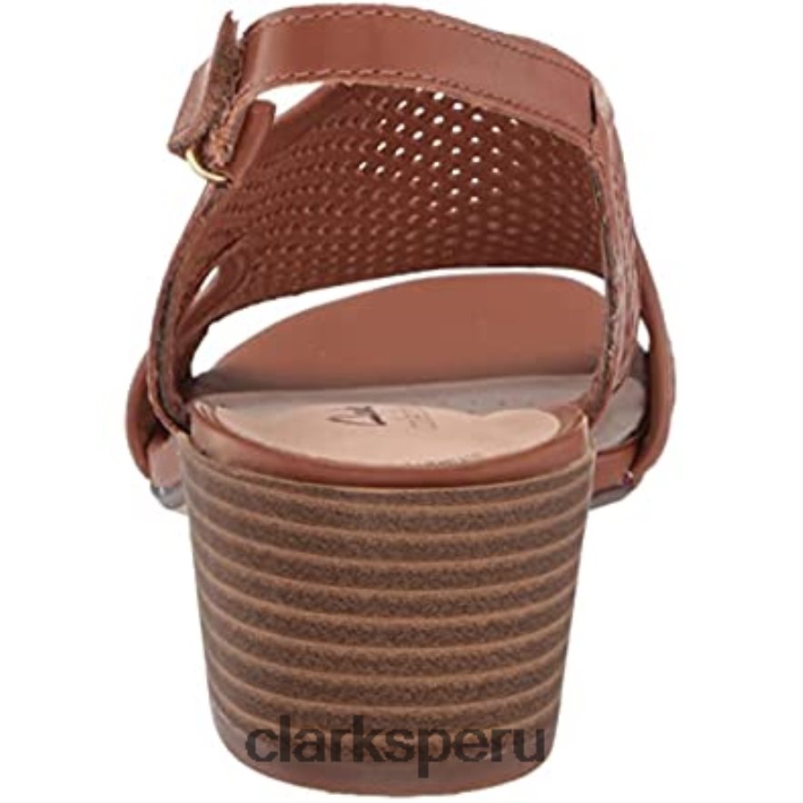 Sandalia de tacón caroleigh star para mujer de piel color canela clarks mujer Clarks 40N4LX2254 cuero marrón