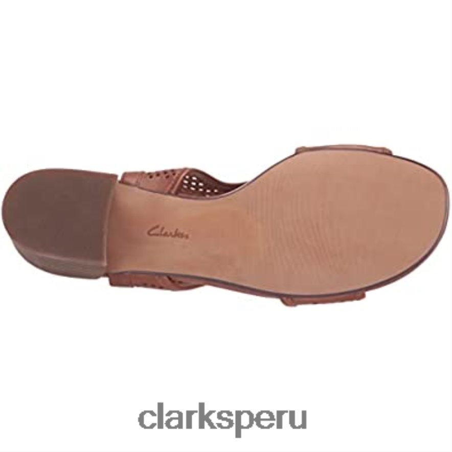 Sandalia de tacón caroleigh star para mujer de piel color canela clarks mujer Clarks 40N4LX2254 cuero marrón