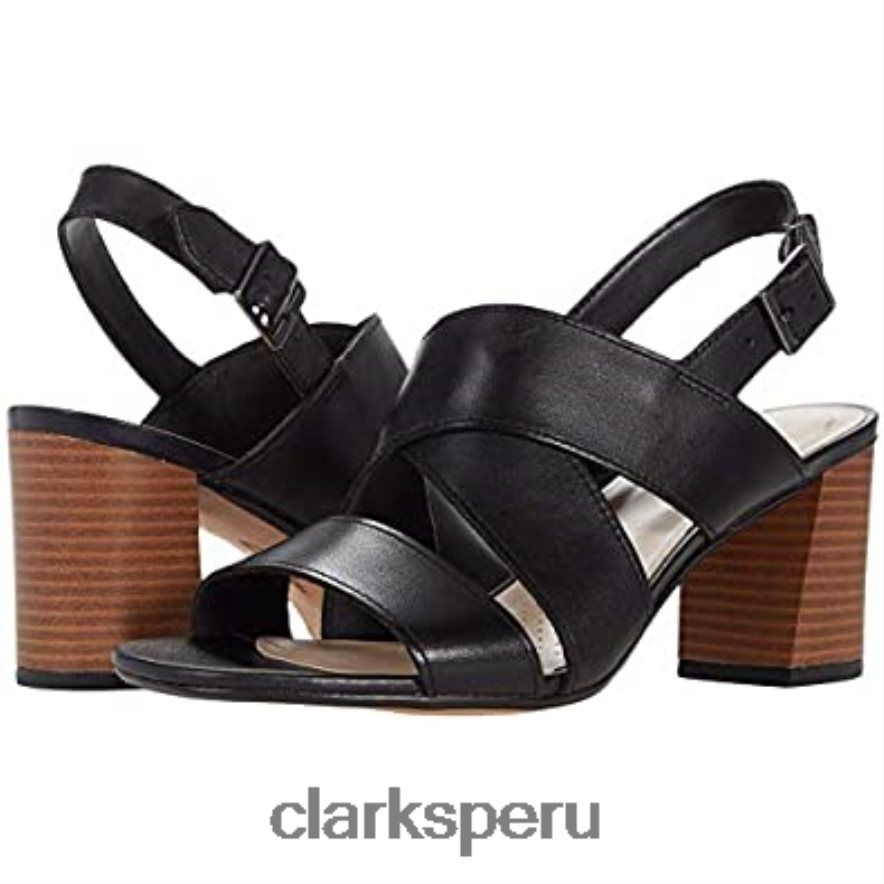 Sandalia de tacón clarks jocelynne bao de mujer en piel negra mujer Clarks 40N4LX2347 cuero negro
