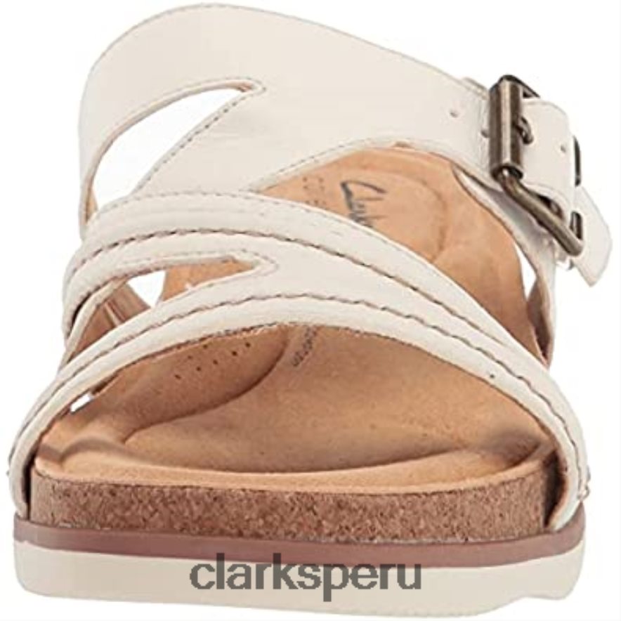 Sandalia plana Clarks Brynn Hope de piel blanca para mujer mujer Clarks 40N4LX496 cuero blanco