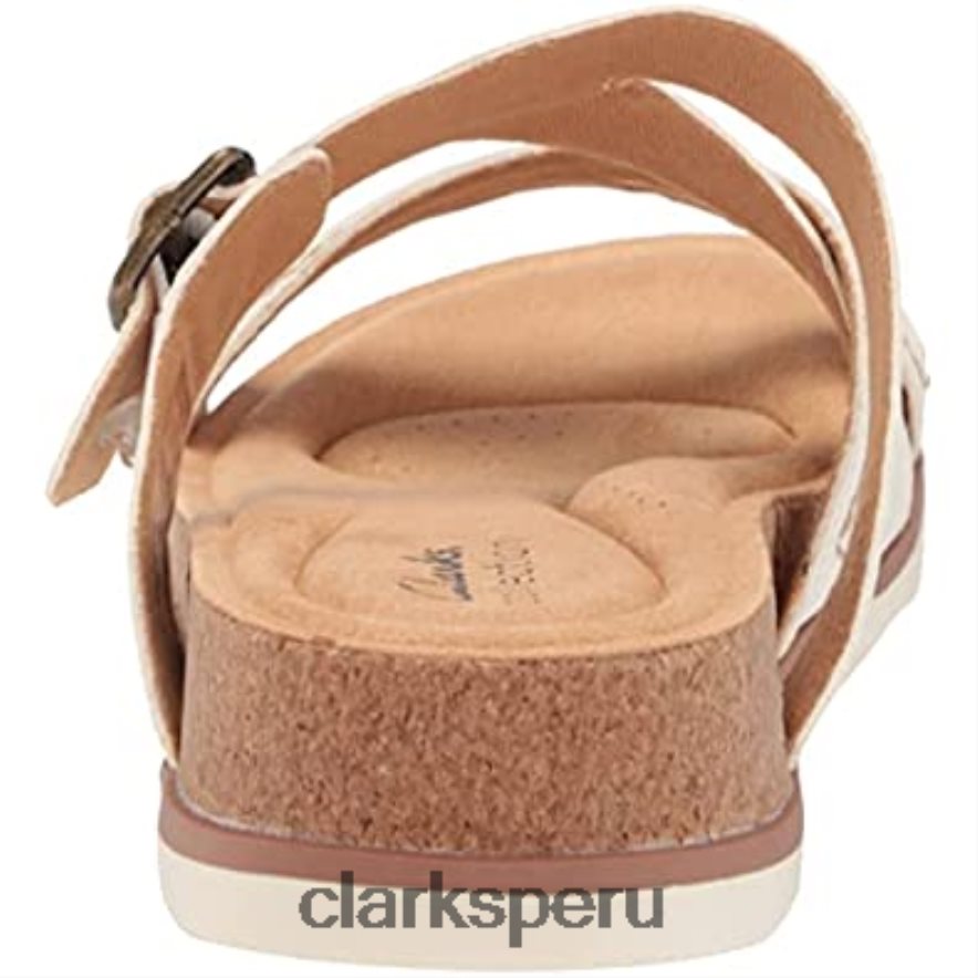 Sandalia plana Clarks Brynn Hope de piel blanca para mujer mujer Clarks 40N4LX496 cuero blanco