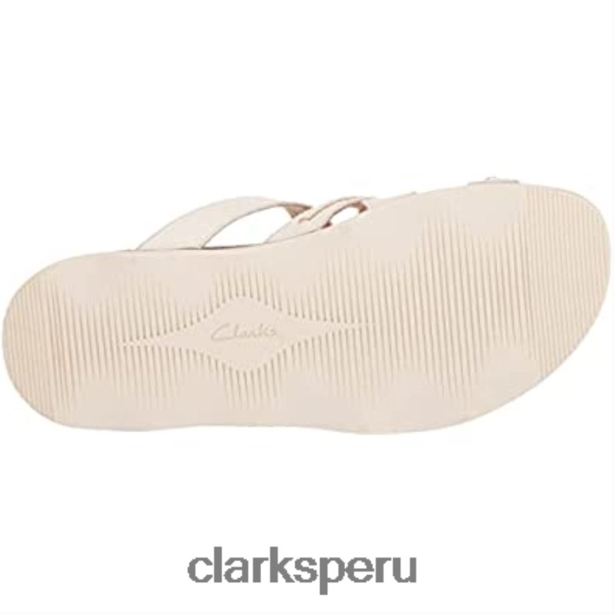Sandalia plana Clarks Brynn Hope de piel blanca para mujer mujer Clarks 40N4LX496 cuero blanco