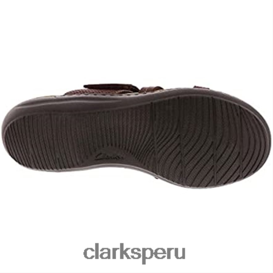 Sandalia plana Clarks Laurieann Edge de piel color canela oscuro para mujer mujer Clarks 40N4LX235 cuero bronceado oscuro