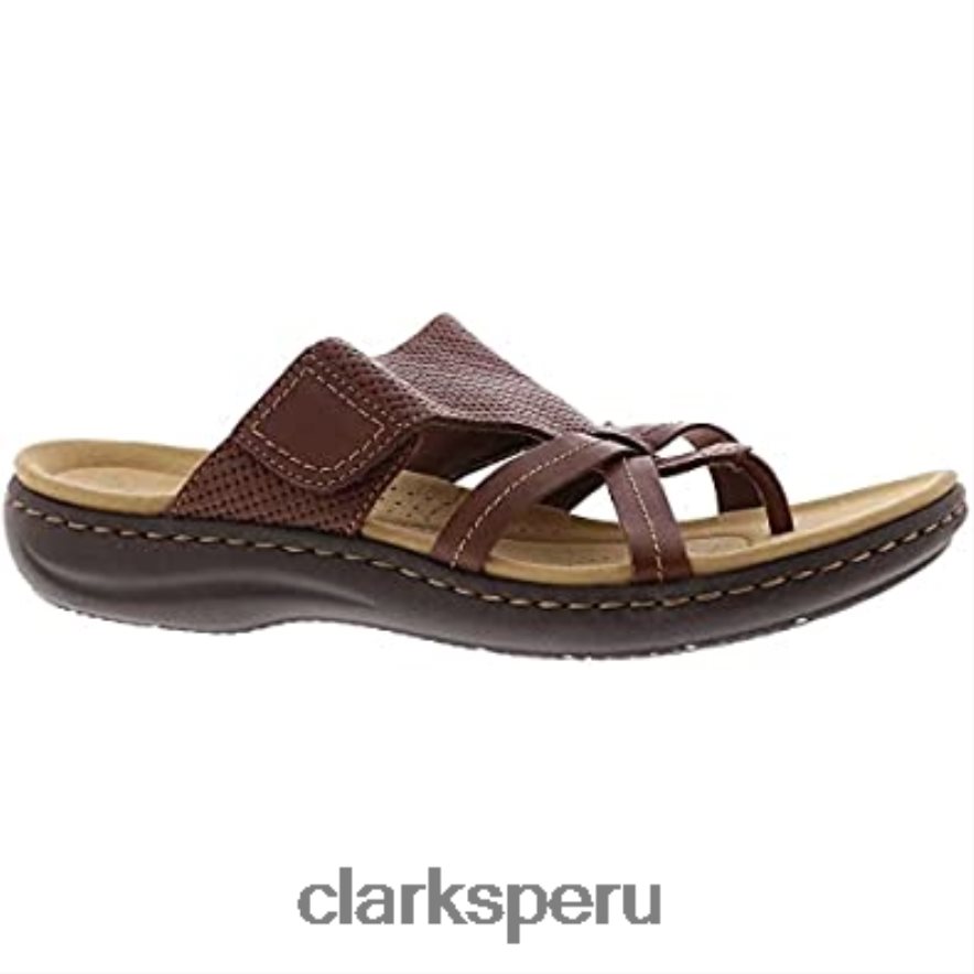 Sandalia plana Clarks Laurieann Edge de piel color canela oscuro para mujer mujer Clarks 40N4LX235 cuero bronceado oscuro