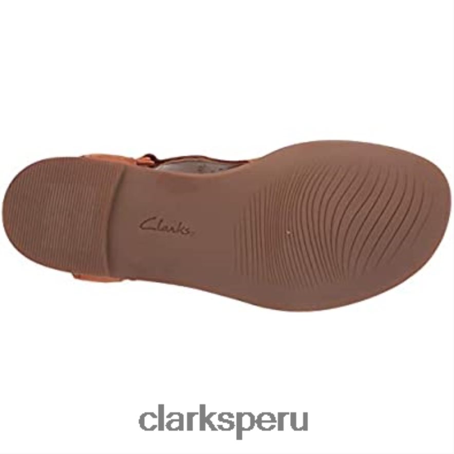 Sandalia plana Clarks Reyna Swirl de ante color tostado oscuro para mujer mujer Clarks 40N4LX1584