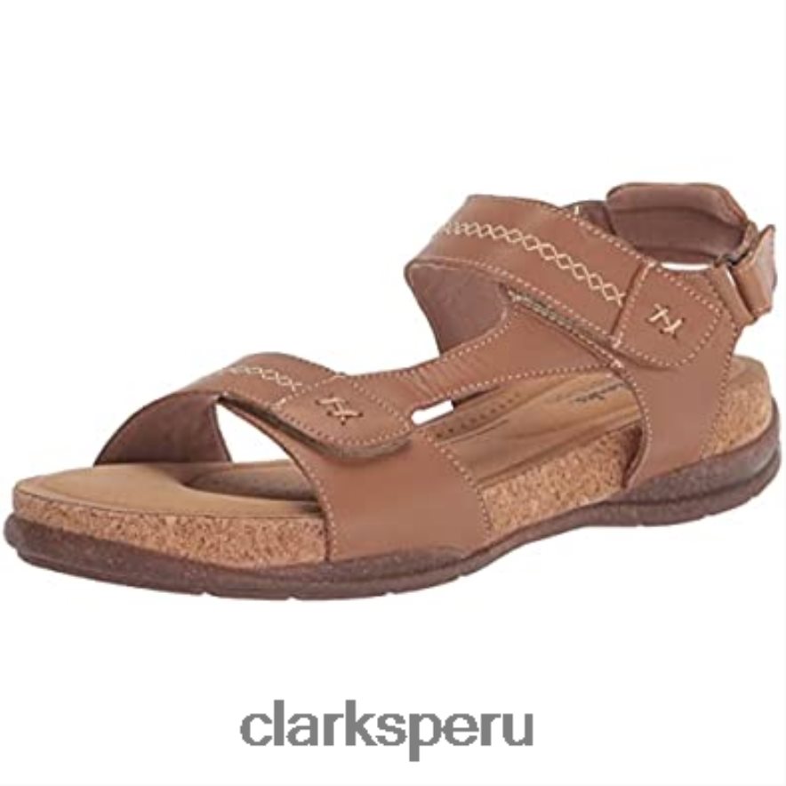 Sandalia plana Clarks Roseville Mae de piel color canela claro para mujer mujer Clarks 40N4LX1689