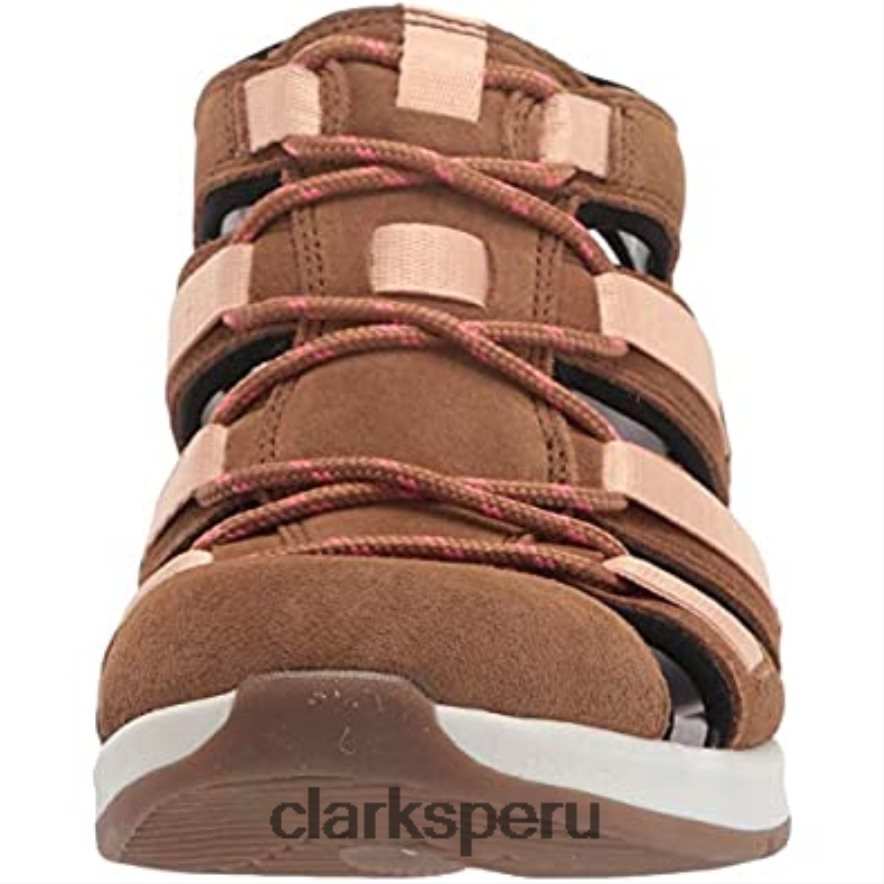 Sandalia plana Clarks Solan Sail de piel y ante color canela oscuro para mujer mujer Clarks 40N4LX2603