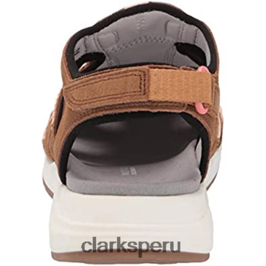 Sandalia plana Clarks Solan Sail de piel y ante color canela oscuro para mujer mujer Clarks 40N4LX2603