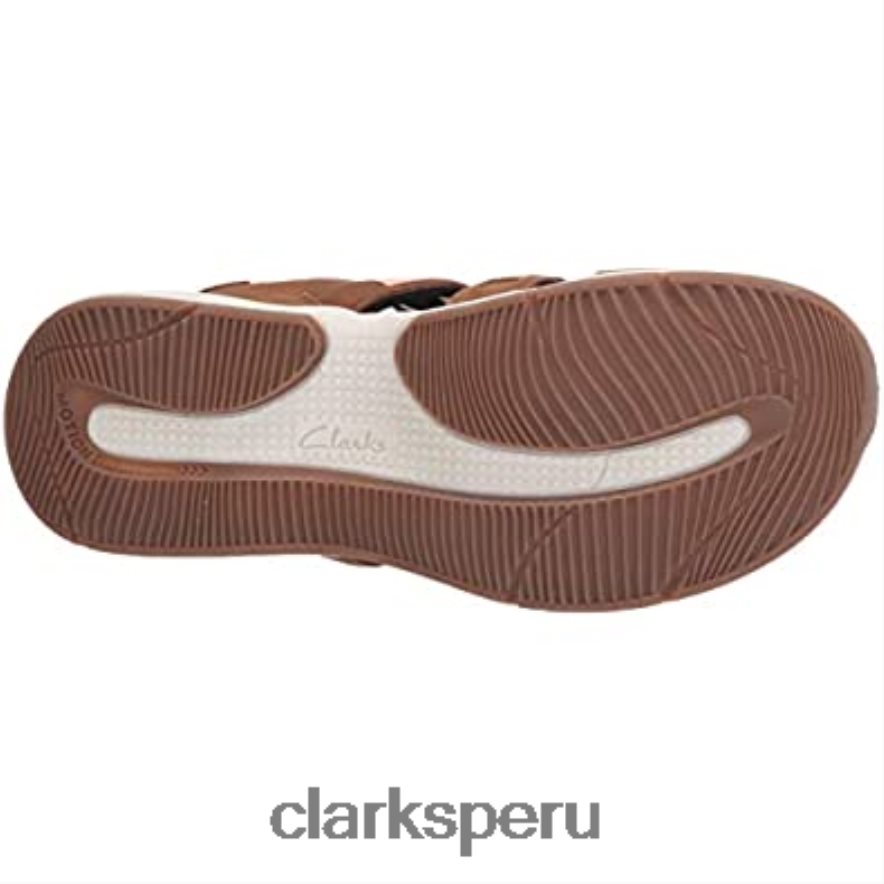 Sandalia plana Clarks Solan Sail de piel y ante color canela oscuro para mujer mujer Clarks 40N4LX2603