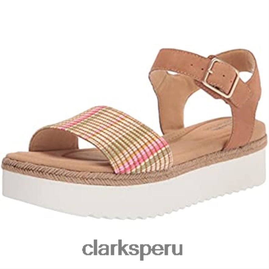 Sandalia plana clarks lana Shore combinada color tostado claro para mujer mujer Clarks 40N4LX1352 combinación bronceado claro