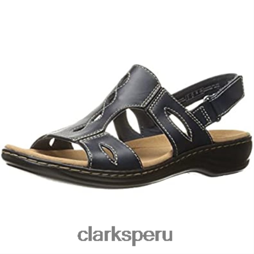 Sandalia plana clarks leisa lakelyn de piel azul marino para mujer mujer Clarks 40N4LX1867 cuero azul marino
