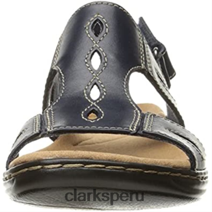 Sandalia plana clarks leisa lakelyn de piel azul marino para mujer mujer Clarks 40N4LX1867 cuero azul marino
