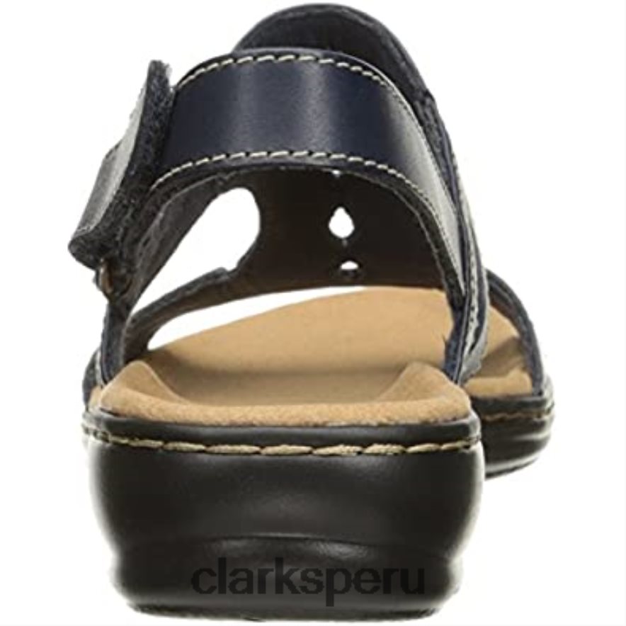 Sandalia plana clarks leisa lakelyn de piel azul marino para mujer mujer Clarks 40N4LX1867 cuero azul marino