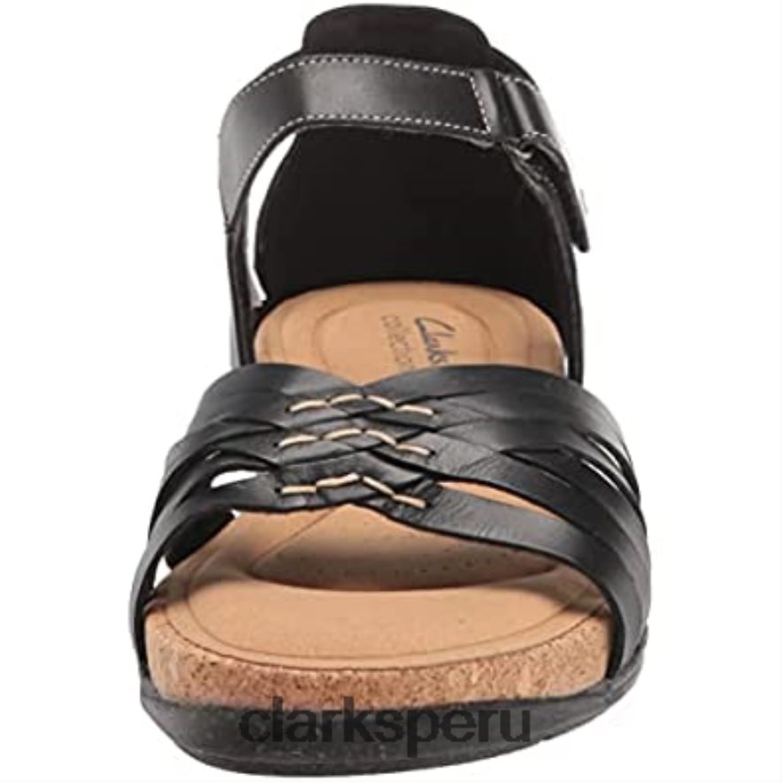 Sandalia plana clarks roseville cove piel negro mujer Clarks 40N4LX1058 cuero negro