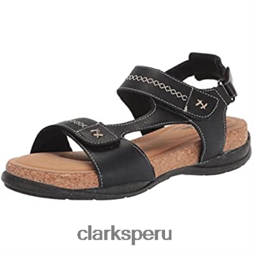Sandalia plana clarks roseville mae de piel negra para mujer mujer Clarks 40N4LX1803