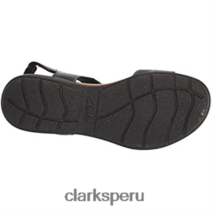 Sandalia plana clarks roseville mae de piel negra para mujer mujer Clarks 40N4LX1803