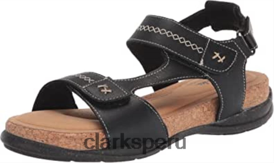 Sandalia plana clarks roseville mae piel negro mujer Clarks 40N4LX1802