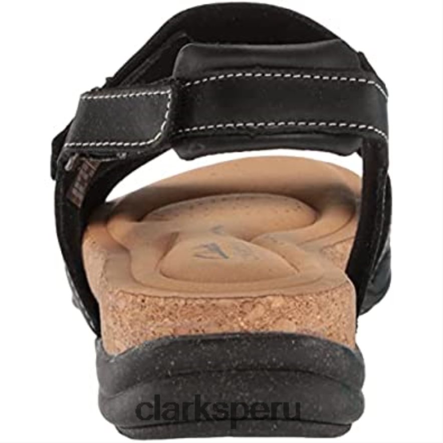 Sandalia plana clarks roseville mae piel negro mujer Clarks 40N4LX1802