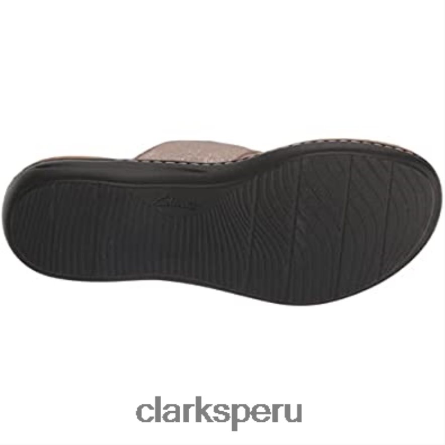 Sandalia plana laurieann rae de mujer sintética metalizada color topo clarks mujer Clarks 40N4LX425