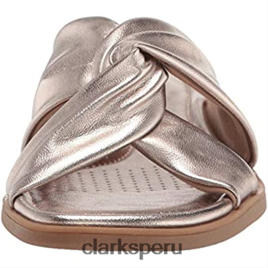 Sandalia plana metálica Clarks Reyna Twist para mujer mujer Clarks 40N4LX2299 metálico