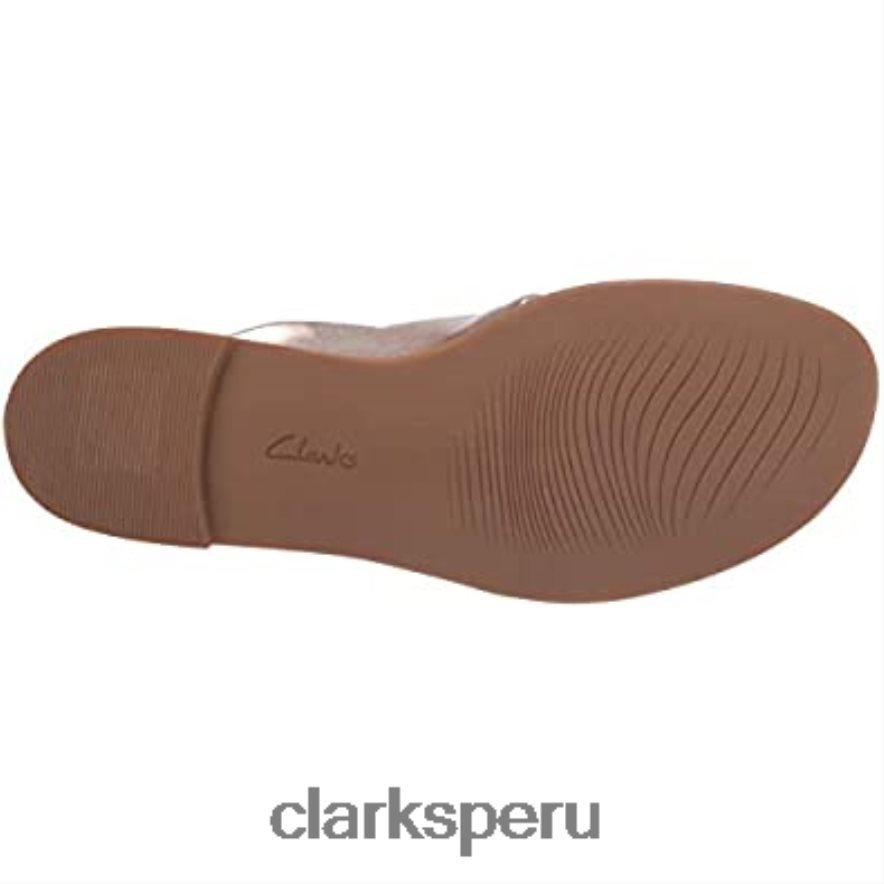 Sandalia plana metálica Clarks Reyna Twist para mujer mujer Clarks 40N4LX2299 metálico