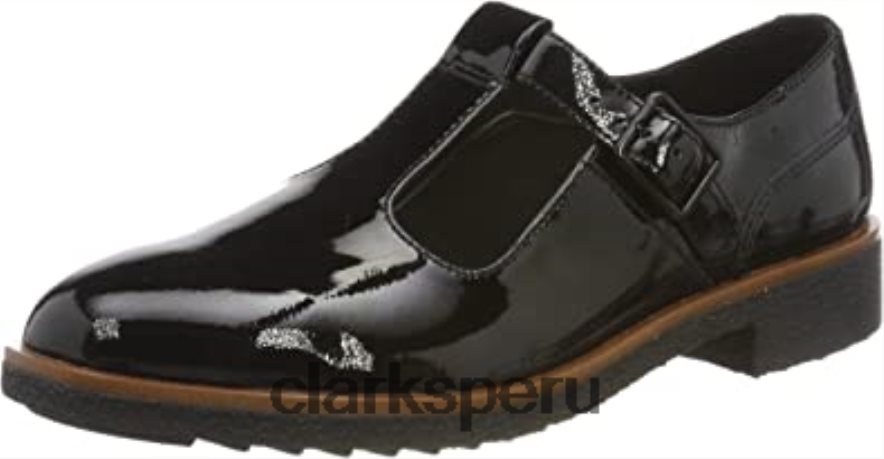 Sandalias Clarks Griff Town con barra en forma de T para mujer en negro mujer Clarks 40N4LX2841 palmadita negra palmadita negra