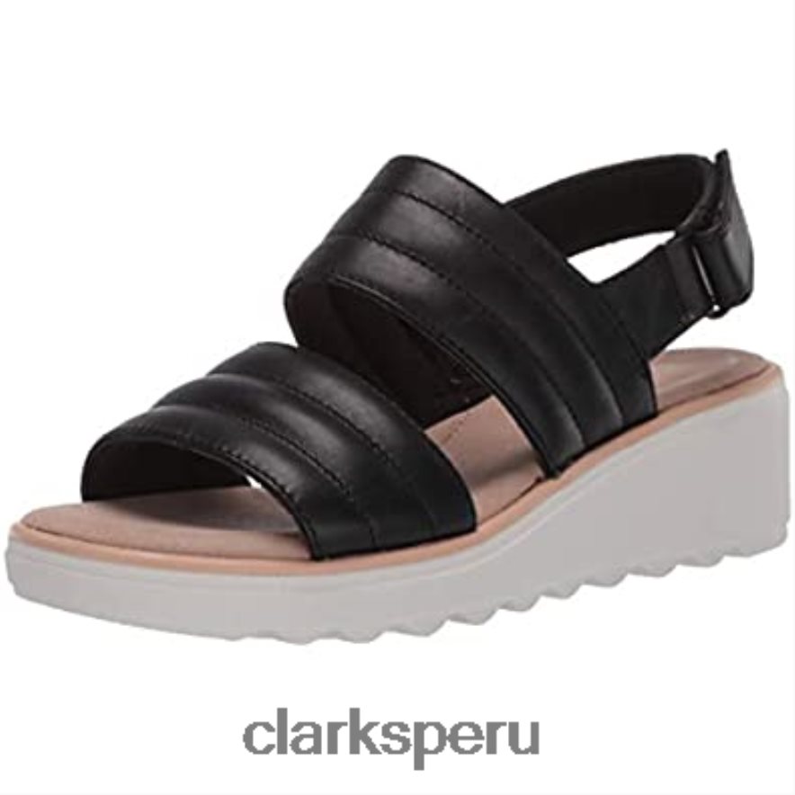 Sandalias Clarks Jillian de cuero negro con cuña baja para mujer mujer Clarks 40N4LX825 cuero negro