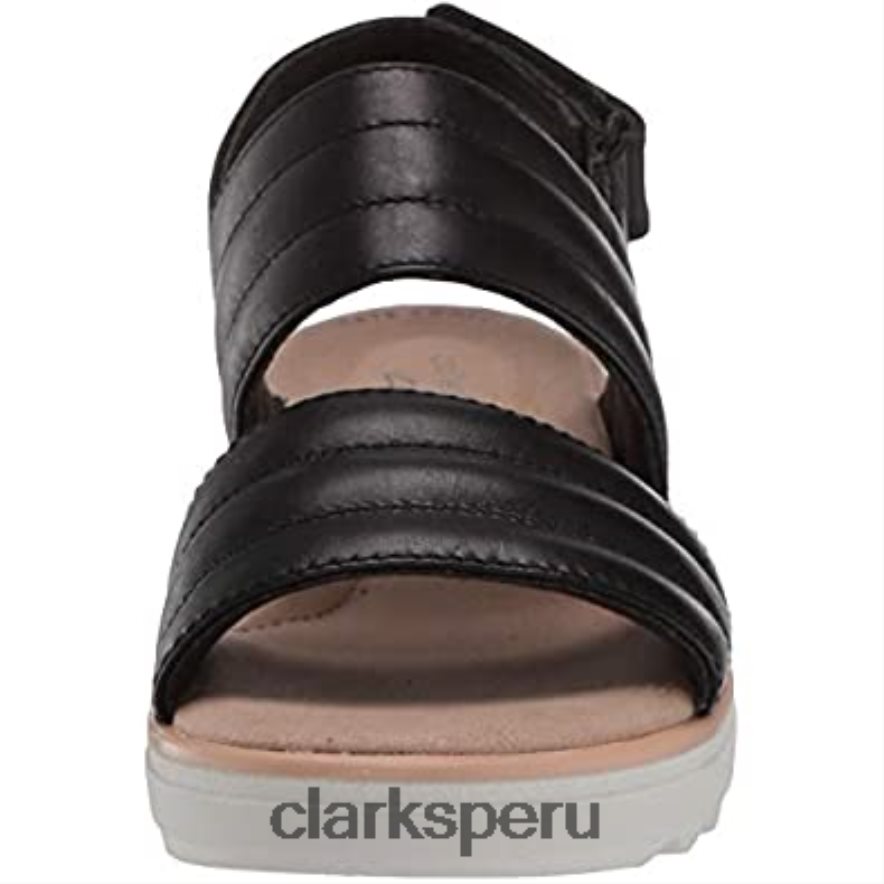 Sandalias Clarks Jillian de cuero negro con cuña baja para mujer mujer Clarks 40N4LX825 cuero negro