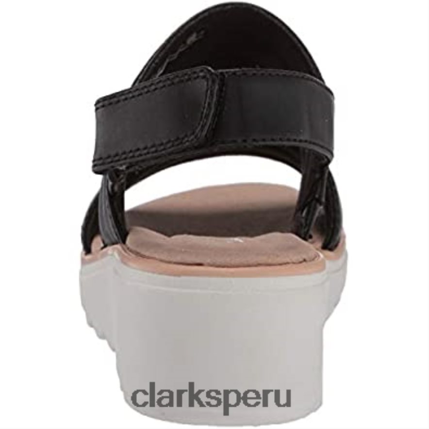 Sandalias Clarks Jillian de cuero negro con cuña baja para mujer mujer Clarks 40N4LX825 cuero negro