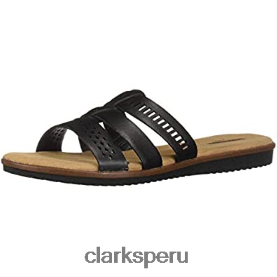 Sandalias clarks kele wil low slide de cuero negro para mujer mujer Clarks 40N4LX2042 cuero negro