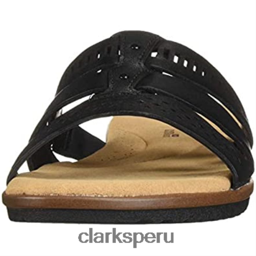 Sandalias clarks kele wil low slide de cuero negro para mujer mujer Clarks 40N4LX2042 cuero negro