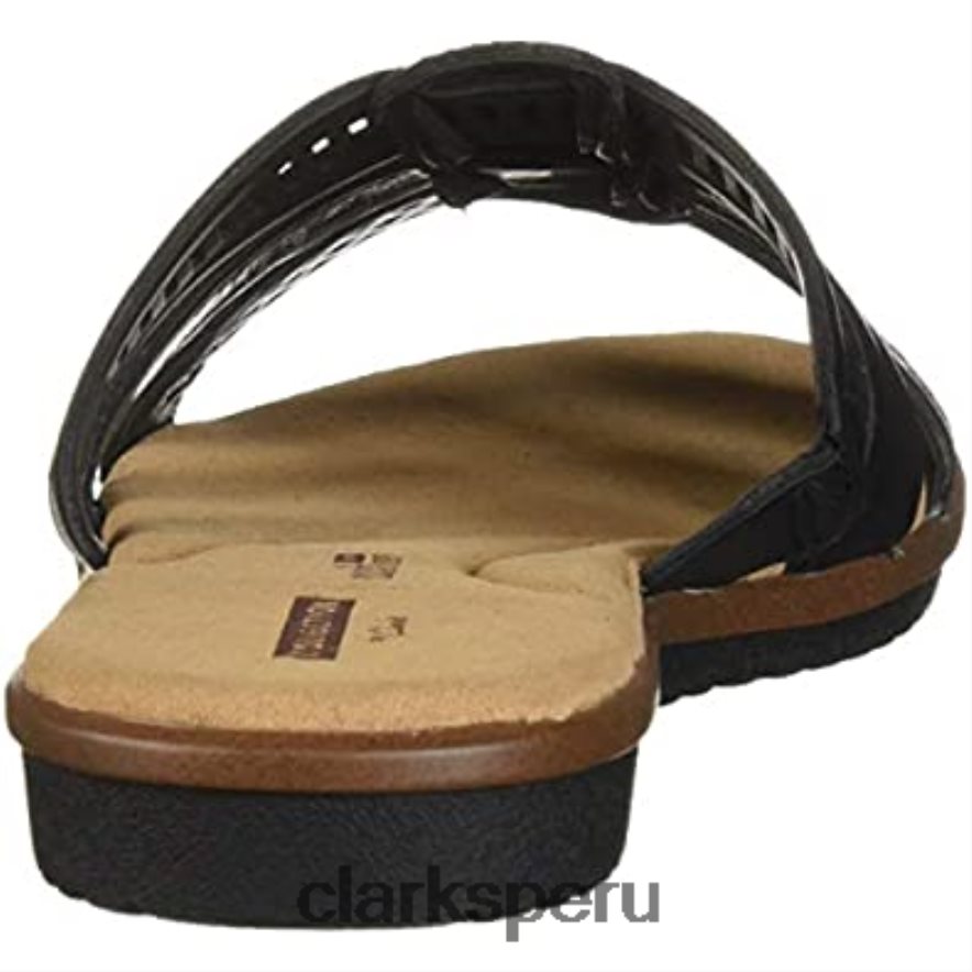 Sandalias clarks kele wil low slide de cuero negro para mujer mujer Clarks 40N4LX2042 cuero negro