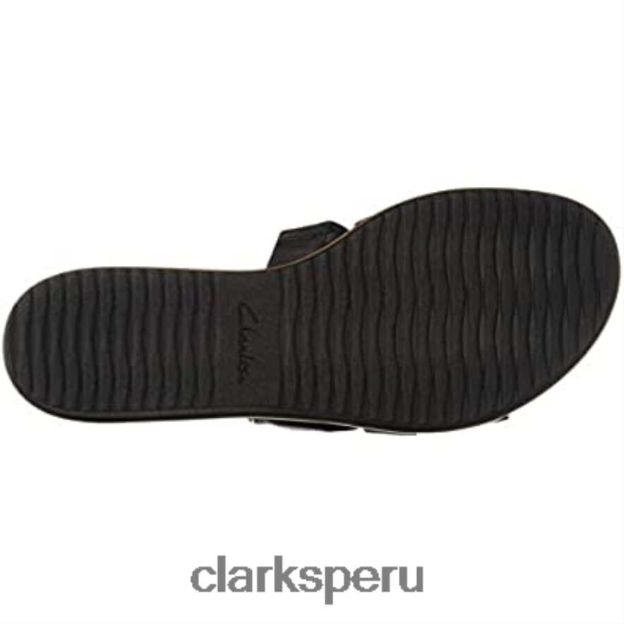 Sandalias clarks kele wil low slide de cuero negro para mujer mujer Clarks 40N4LX2042 cuero negro
