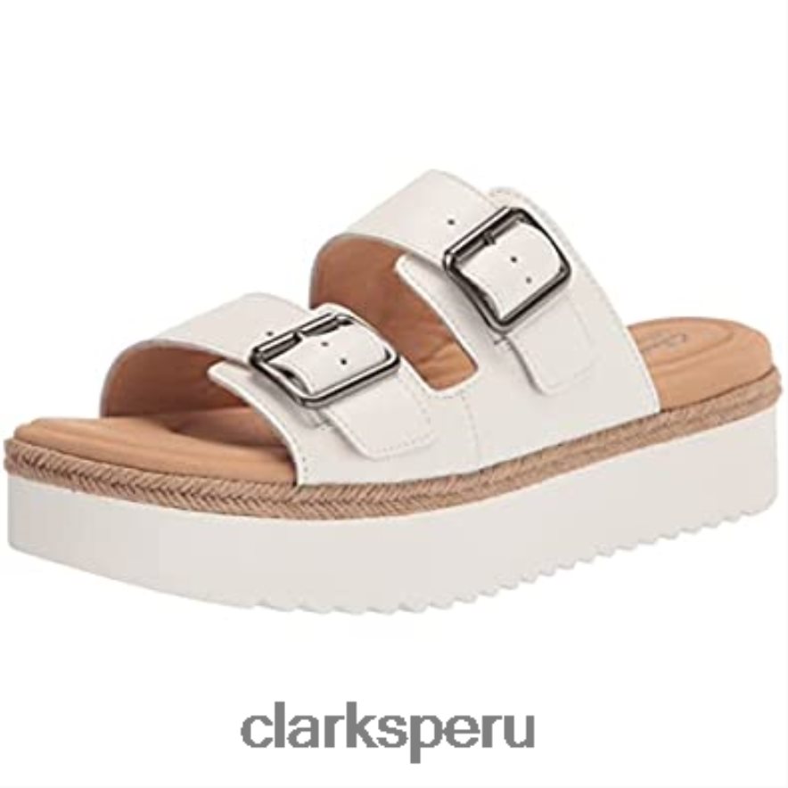 Sandalias clarks lana beach de cuero blanco para mujer mujer Clarks 40N4LX1721 cuero blanco