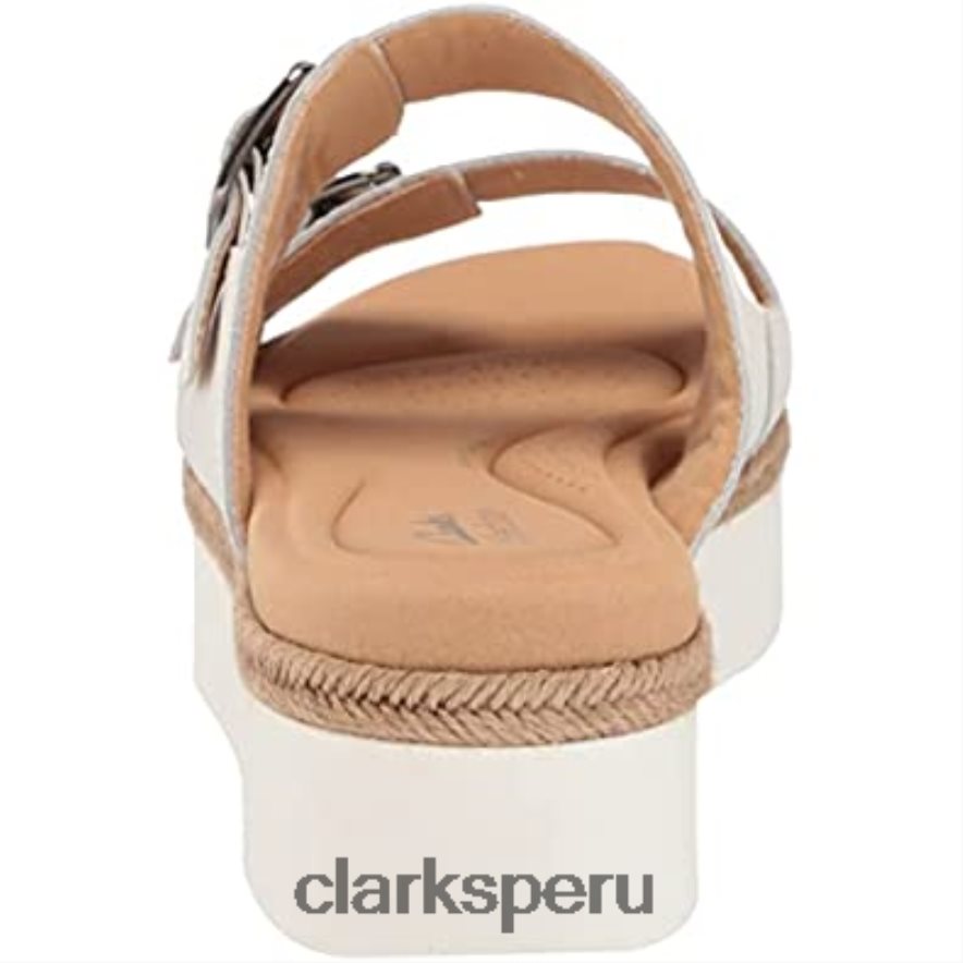 Sandalias clarks lana beach de cuero blanco para mujer mujer Clarks 40N4LX1721 cuero blanco