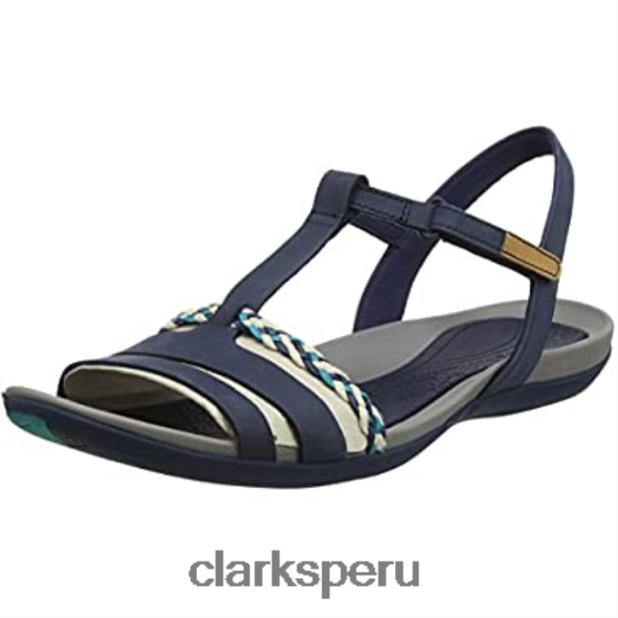 Sandalias con tacón de cuña Clarks Tea Lite Grace azul marino para mujer mujer Clarks 40N4LX1464 azul marino
