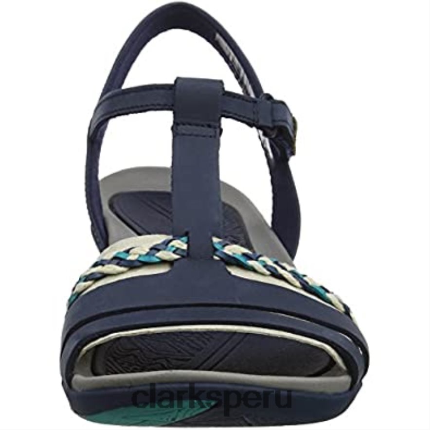Sandalias con tacón de cuña Clarks Tea Lite Grace azul marino para mujer mujer Clarks 40N4LX1464 azul marino