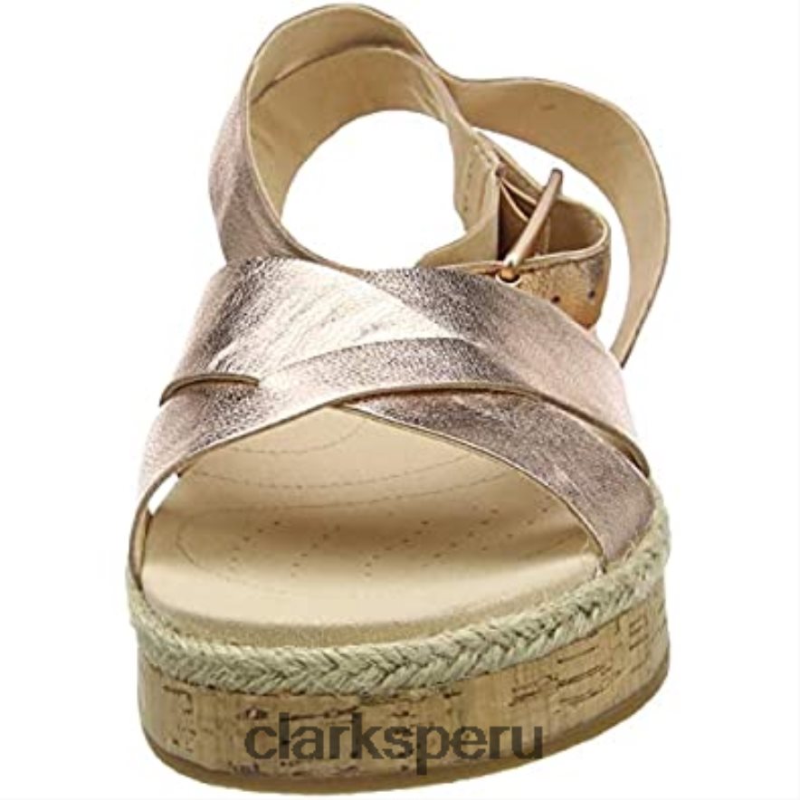 Sandalias con tira en el tobillo Botanic Poppy de Clarks Gold Rose Gold Lea Rose Gold Lea para mujer mujer Clarks 40N4LX1985 hoja de oro rosa