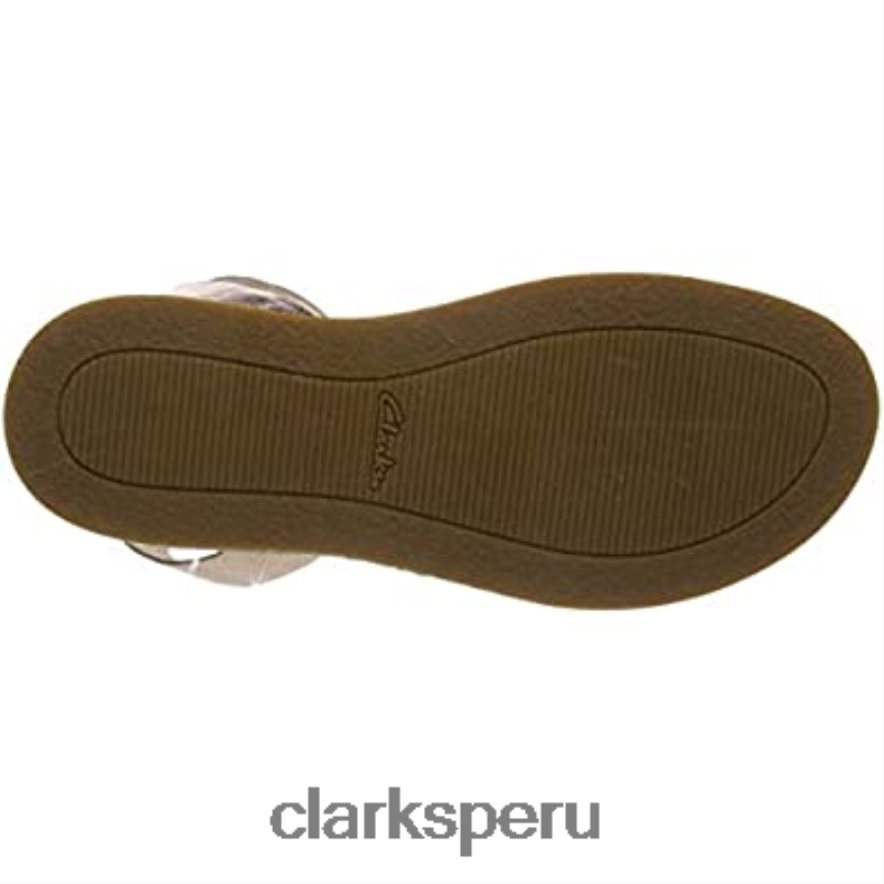 Sandalias con tira en el tobillo Botanic Poppy de Clarks Gold Rose Gold Lea Rose Gold Lea para mujer mujer Clarks 40N4LX1985 hoja de oro rosa