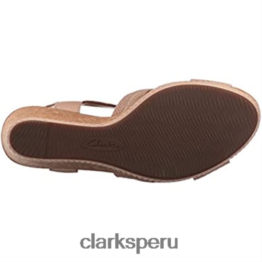 Sandalias de cuña Clarks Helio Latitude de cuero nude para mujer mujer Clarks 40N4LX1385 cuero desnudo