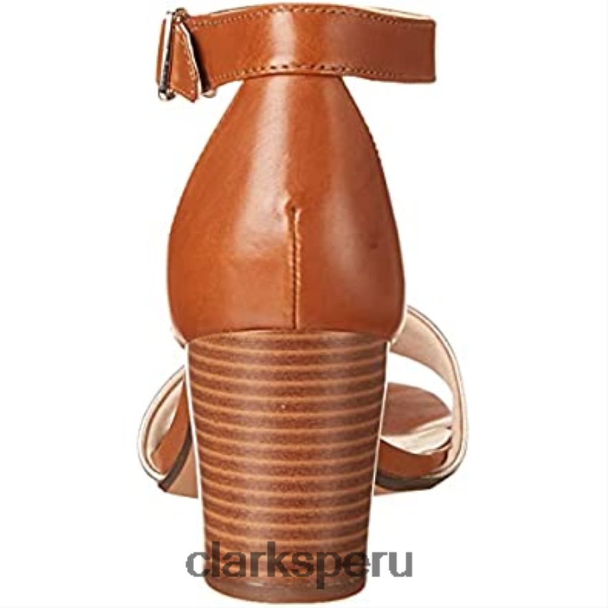 Sandalias de tacón Jocelynne Cam de piel color tostado metalizado para mujer clarks mujer Clarks 40N4LX2404 cuero bronceado metalizado