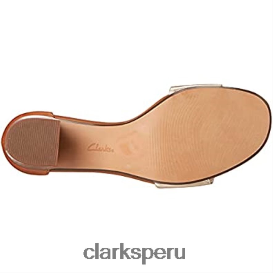 Sandalias de tacón Jocelynne Cam de piel color tostado metalizado para mujer clarks mujer Clarks 40N4LX2404 cuero bronceado metalizado